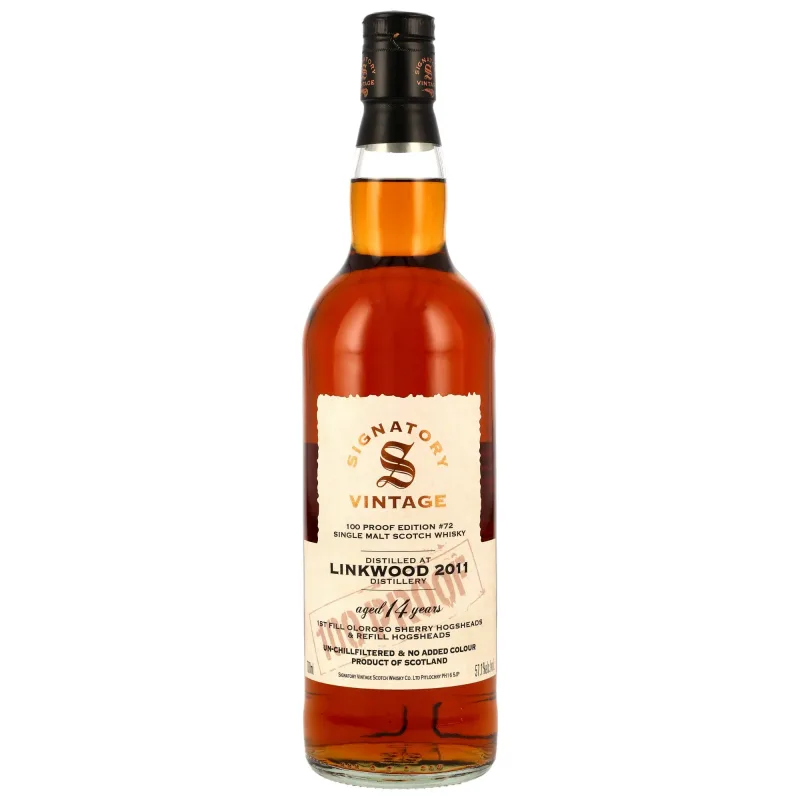 Linkwood – 14 Year Old 2011 1st Fill & Refill Oloroso Cask Signatory 100 Proof Edition #72