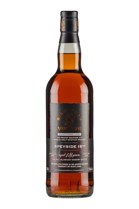 Speyside 18 Year Old Signatory 100 Proof Exceptional 2008