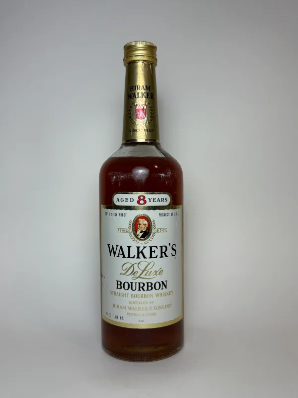 Hiram Walker & Sons "Walker's DeLuxe" 8 Year Old Illinois Straight Bourbon Whiskey - 1970s