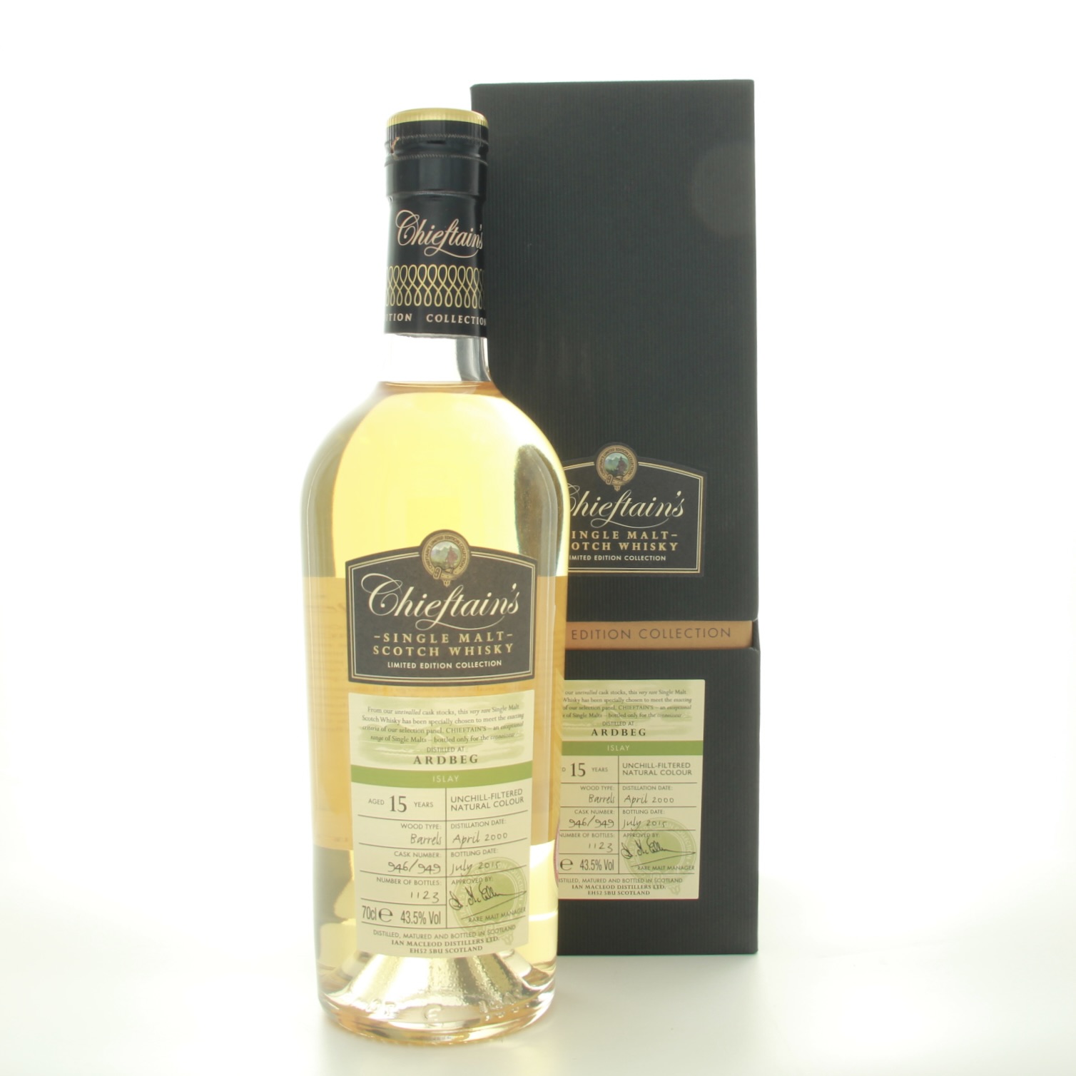 Ardbeg 15 Year Old Vintage 2000 Chieftain’s Bottling 70cl 43.5% Islay Scotland Whisky 