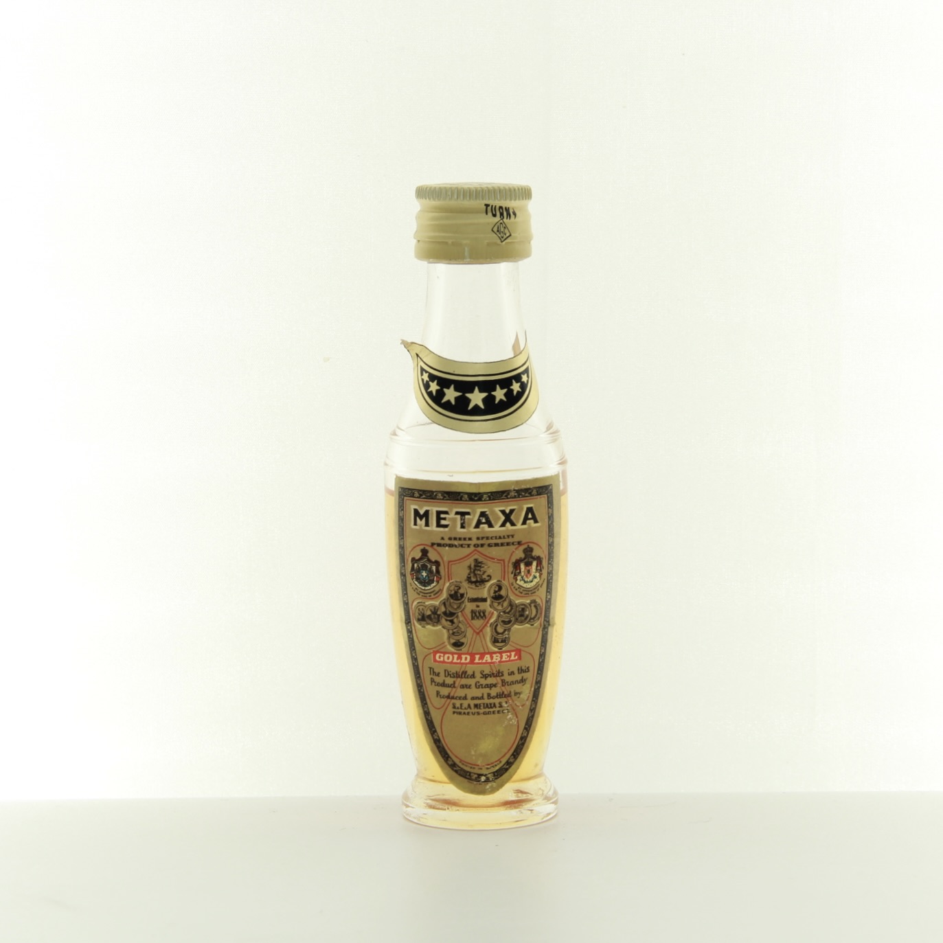 Metaxa Gold Label 1980s Miniature 3cl 92 Proof% Greece Liqueur 