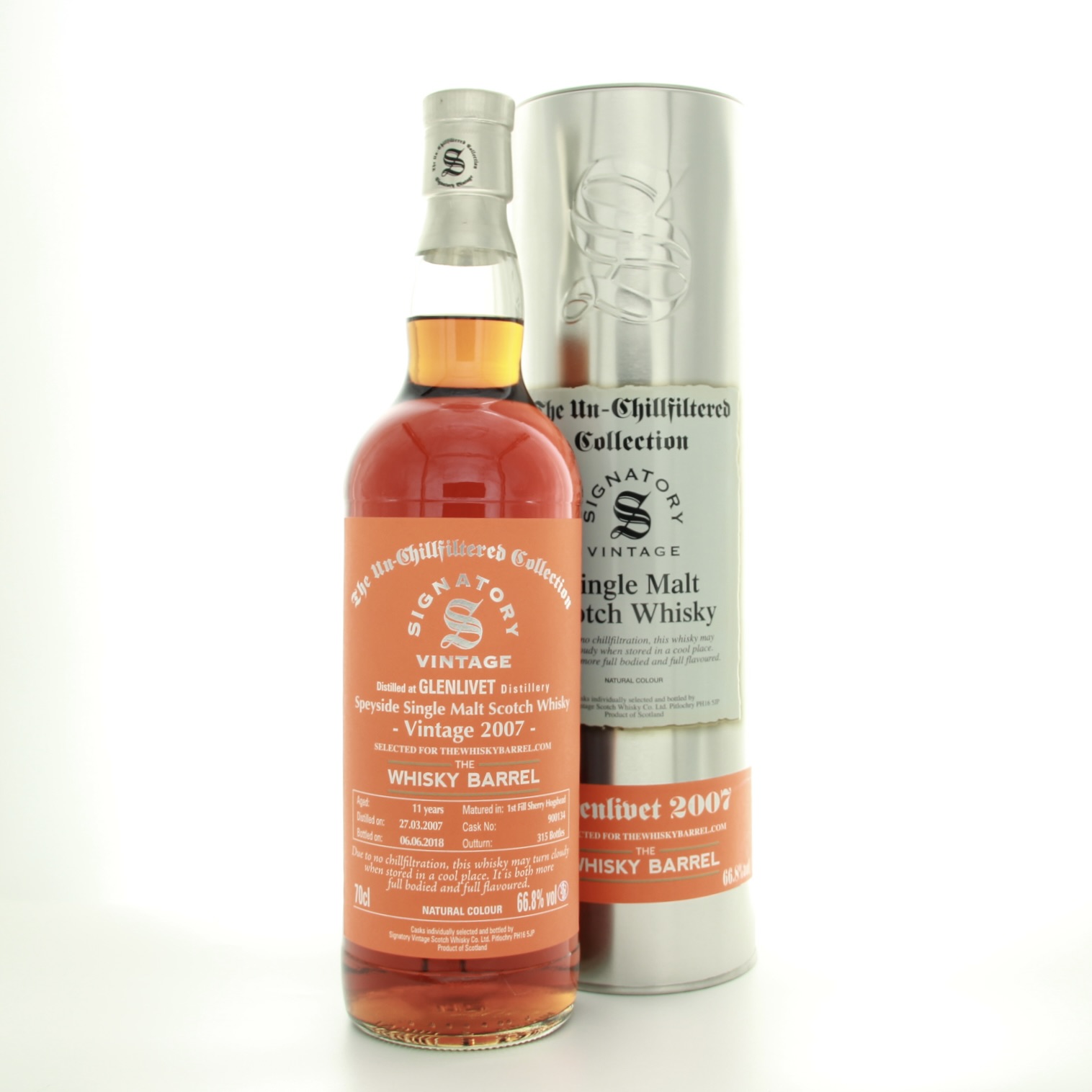 Glenlivet 11 Year Old Signatory Vintage Single Cask 2007 70cl 66.8% Scotland Speyside Whisky 