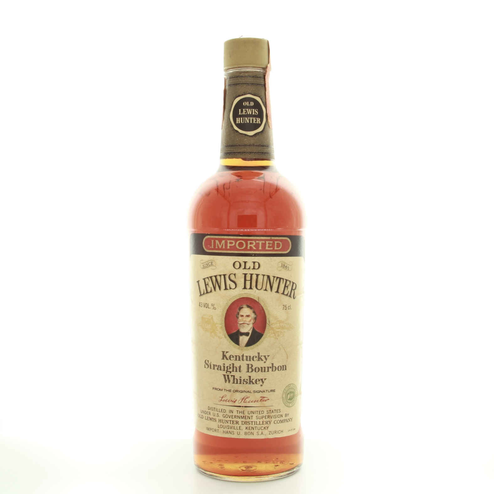 Old Lewis Hunter Imported Kentucky Bourbon (1970s Edition) 75cl 40% Kentucky USA Whisky 