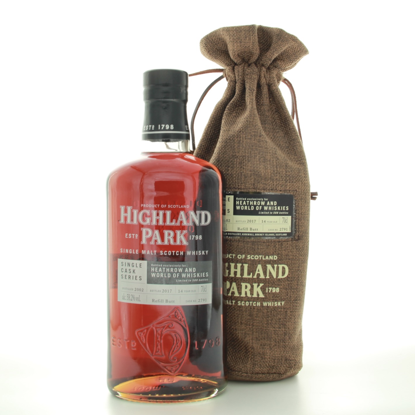 Highland Park 14 Year Old Heathrow And World Of Whiskies 2002 Limited Edition 70cl 58.2% Islands Scotland Whisky 