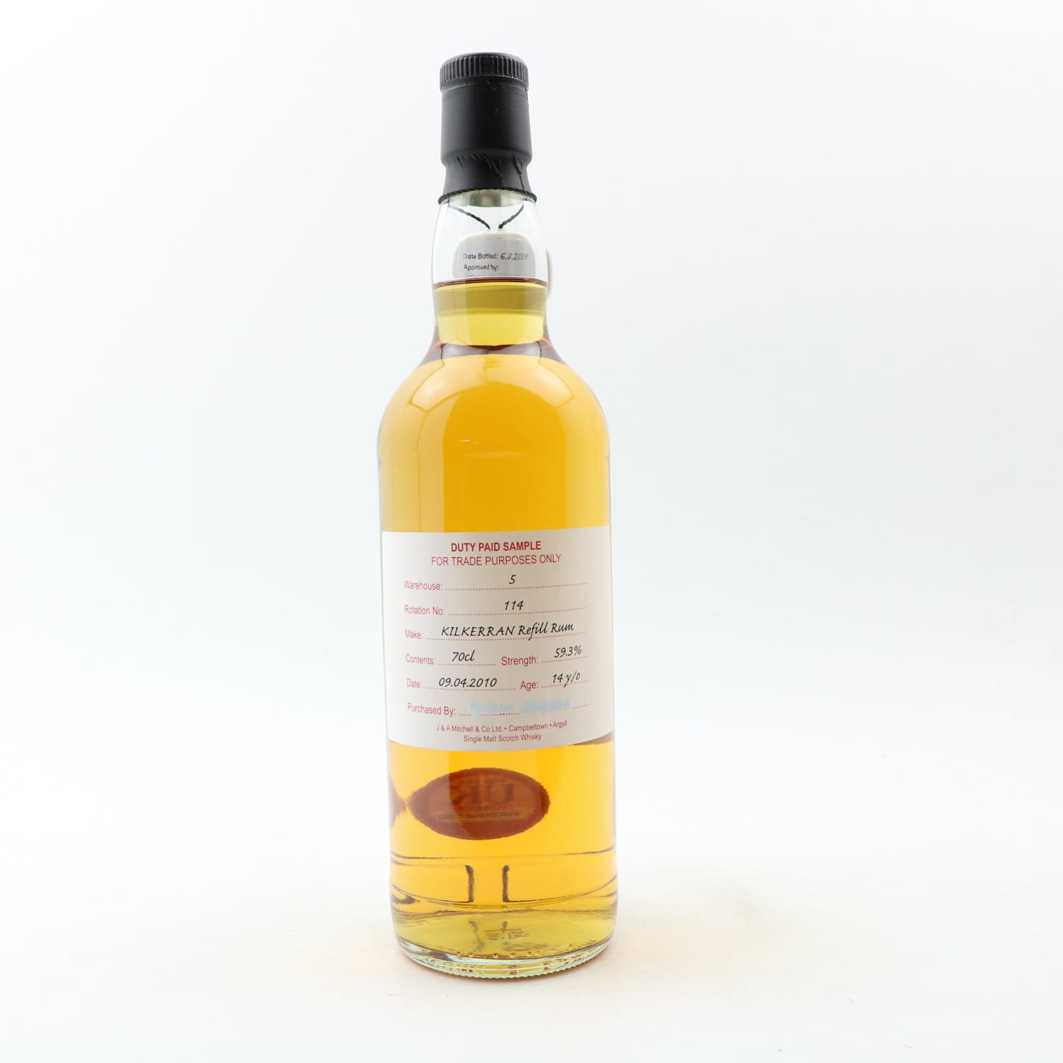 Kilkerran 2010 14 Year Old Duty Paid Sample Whisky
