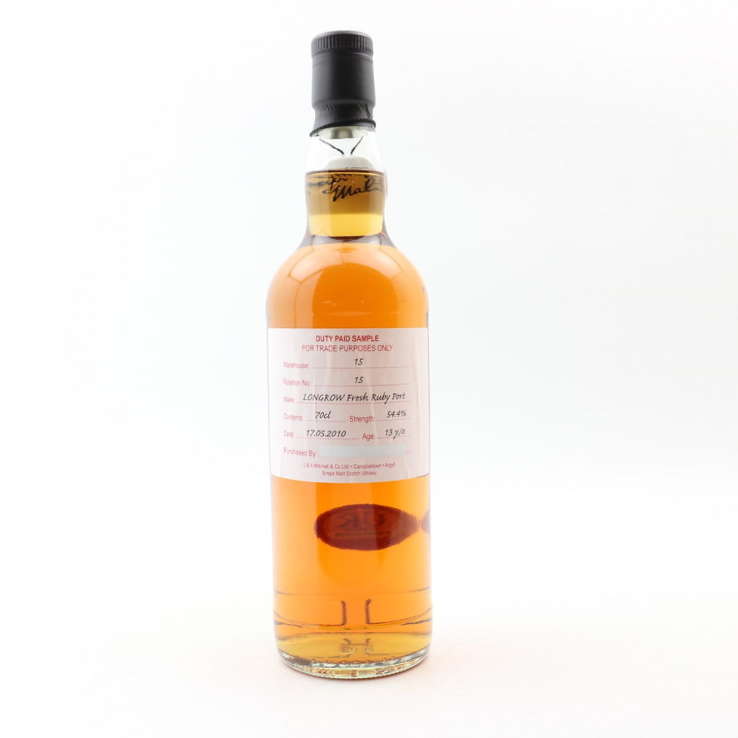 Longrow 2010 13 Year Old Duty Paid Sample Whisky