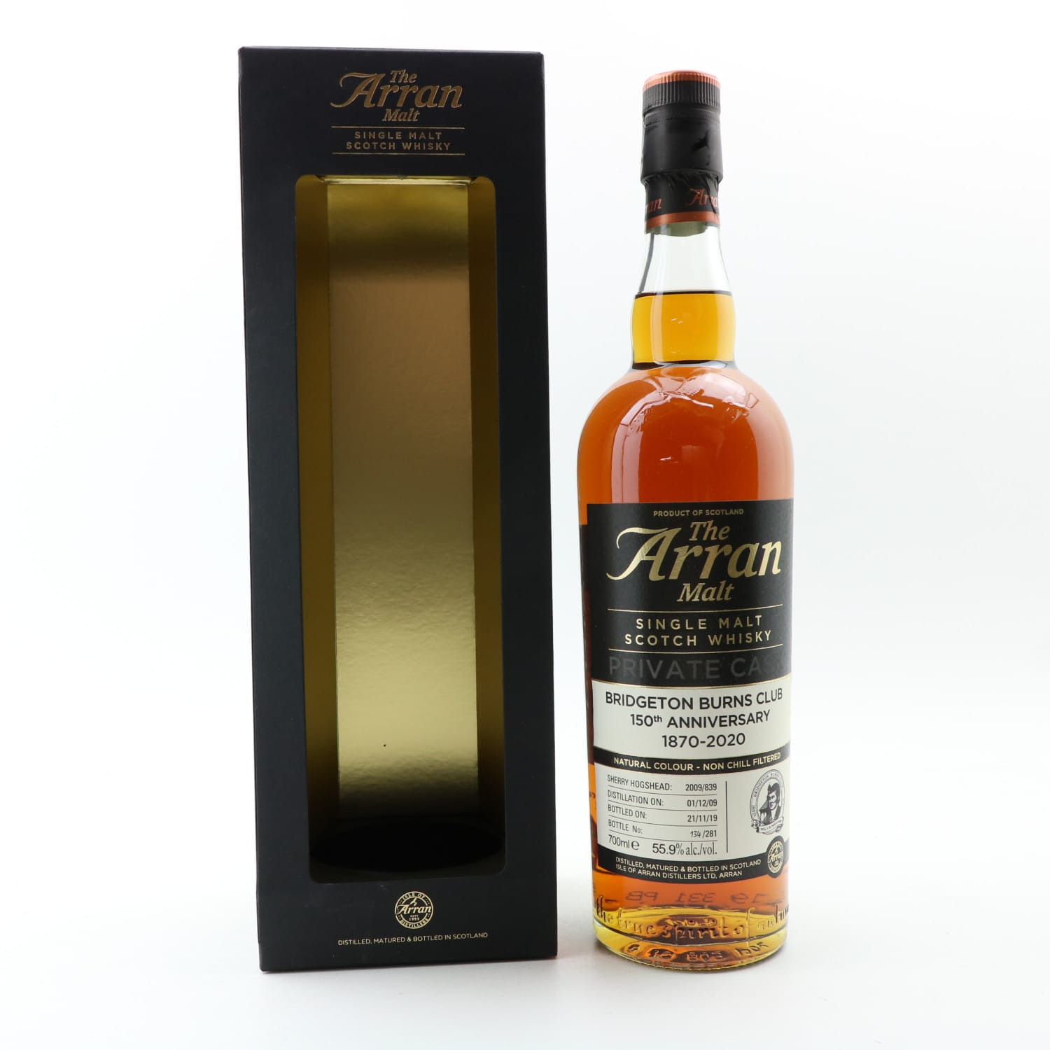 Arran 2009 Private Cask #839 For Bridgeton Burns Club 150th Anniversary Whisky