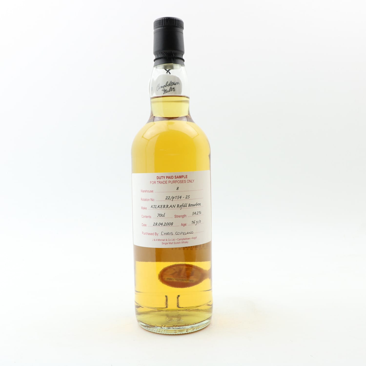 Kilkerran 2008 16 Year Old Duty Paid Sample Whisky