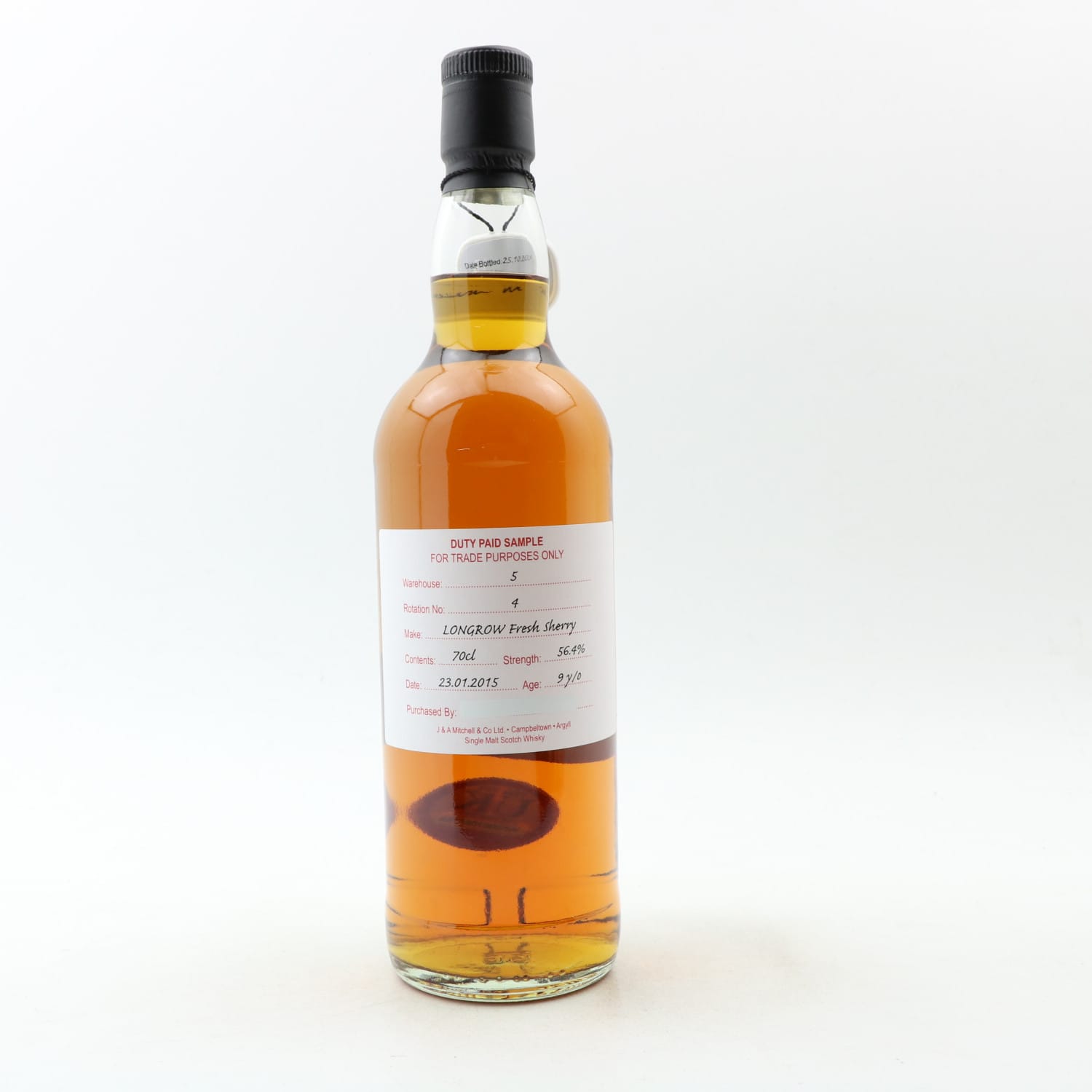 Longrow 2015 9 Year Old Duty Paid Sample Whisky