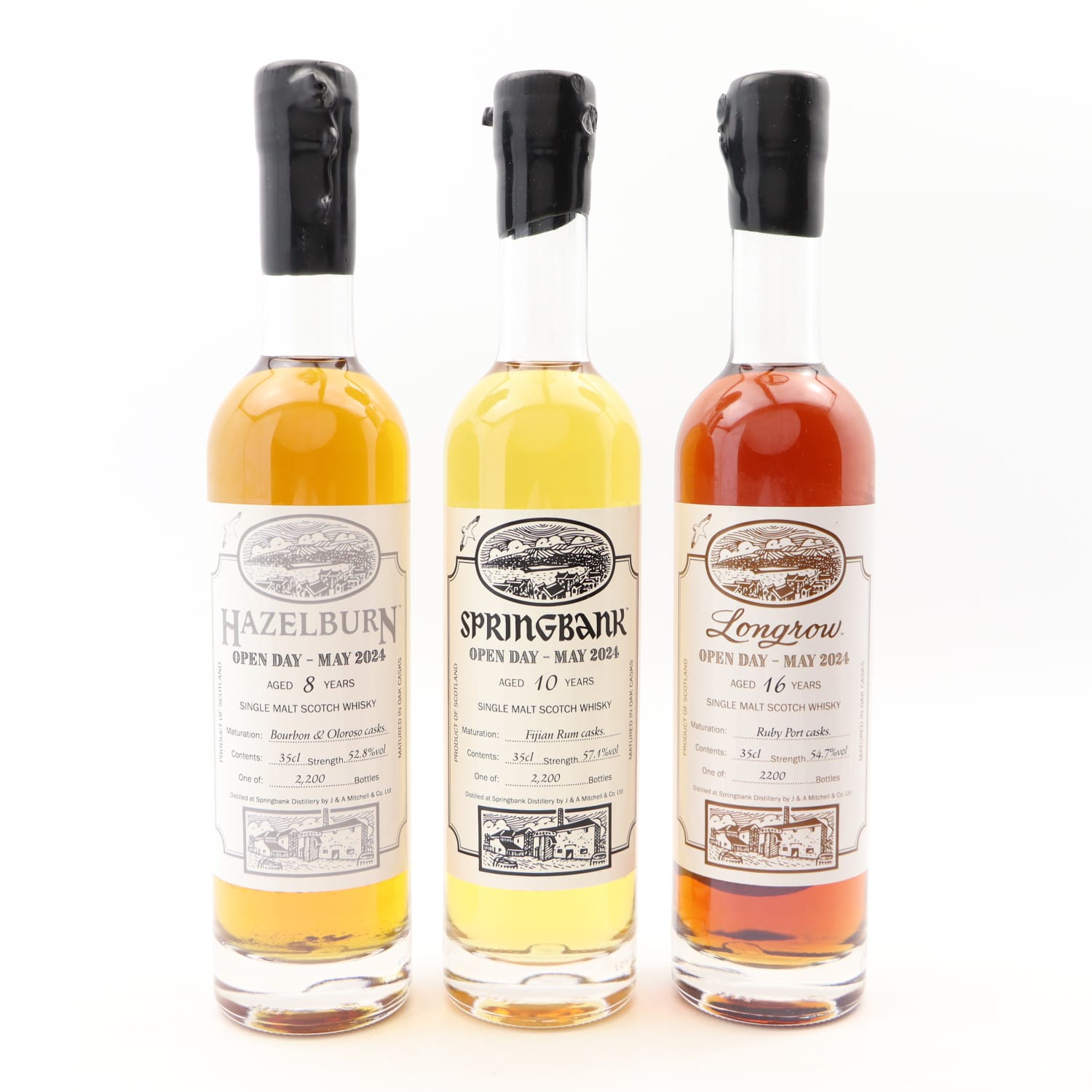 Springbank 10 Year Old, Hazelburn 8 Year Old & Longrow 16 Year Old Open Day 2024 3 x 35cl Whisky