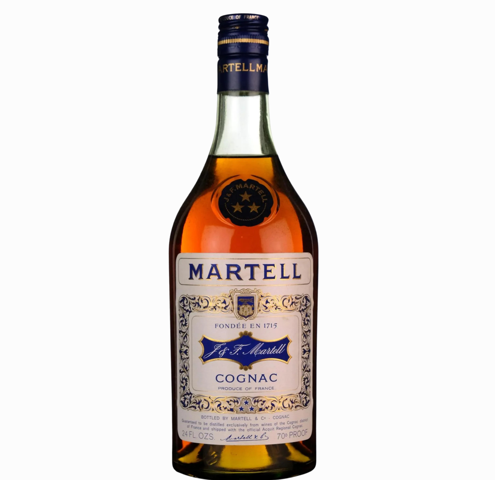 Martell 3 Star Cognac 1970’s 70cl 70 Proof% Cognac Cognac France