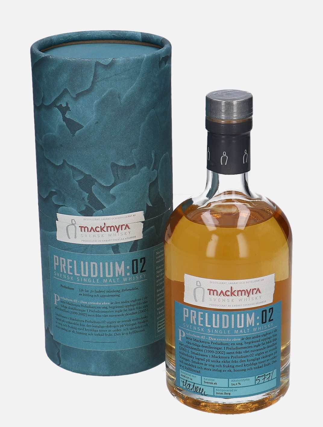 Mackmyra Preludium:02, Original Bottling b. 14.7.2006 54.2% Vol, 500 ml Whisky