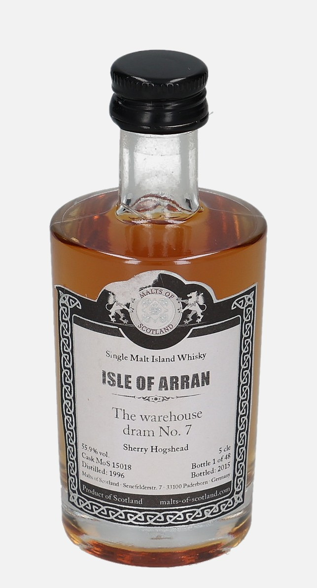 Arran Malts of Scotland d. 1996, b. 2015 cask no. MoS 15018 No.7 Matured in Sherry Hogshead 55.9% Vol, 50 ml Whisky