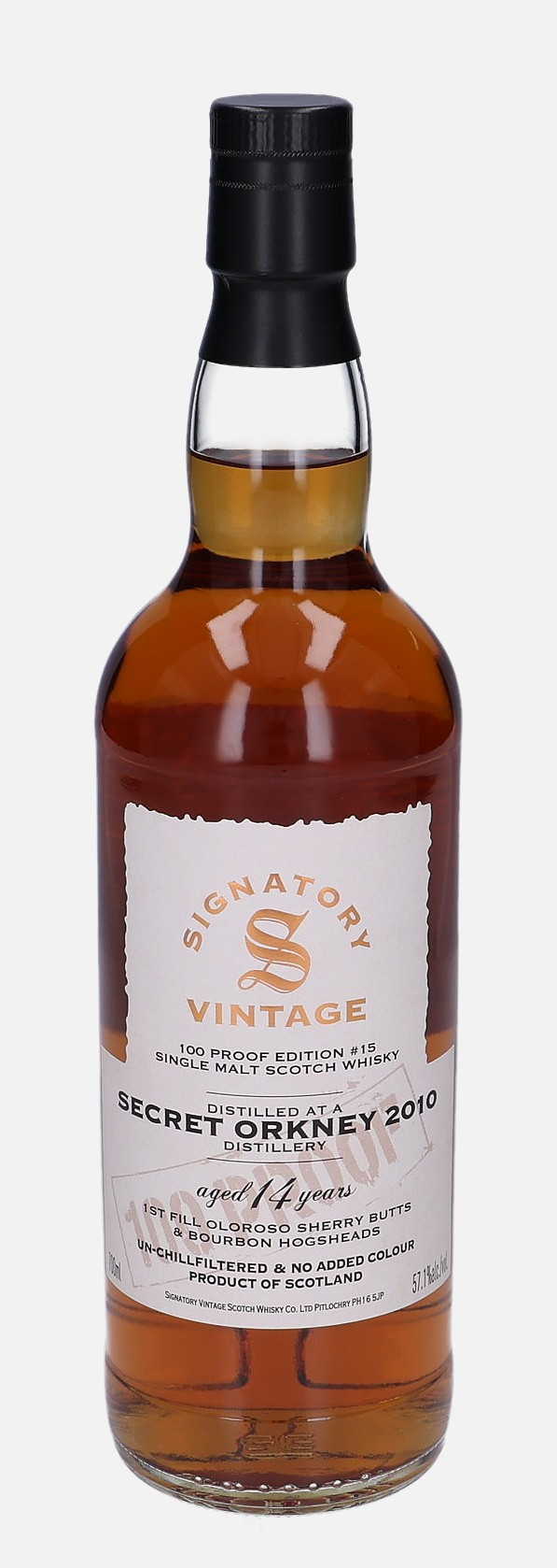 Secret Orkney Signatory Vintage Scotch Whisky Co. Ltd. d. 2010, b. 4.4.2024 14 years old #15 Matured in 1st Fill Oloroso Sherry Butts & Bourbon Hogsheads 57.1% Vol, 700 ml Whisky