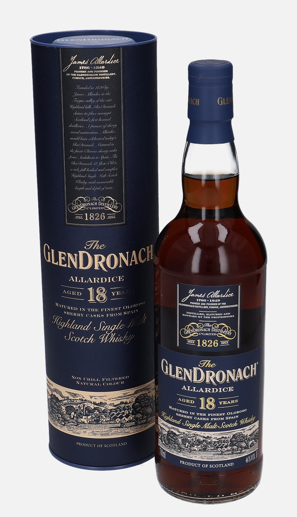 Glendronach Allardice, Original Bottling 18 years old Matured in Oloroso Sherry Cask 46% Vol, 700 ml Whisky 