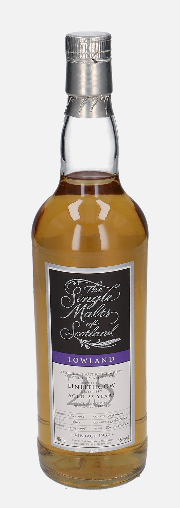 St. Magdalene Linlithgow, Speciality Drinks Ltd. d. 8.12.1982, b. 22.4.2008 25 years old cask no. 8902 Matured in Hogshead 46% Vol, 700 ml Whisky 