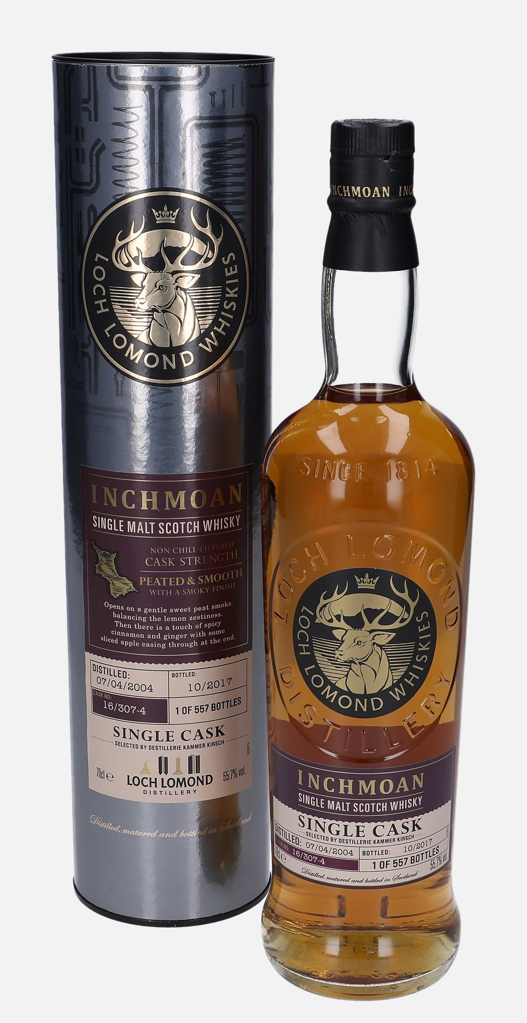 Loch Lomond Inchmoan, Original Bottling d. 7.4.2004, b. 10.2017 cask no. 16/307-4 Finished in Armagnac Hogshead 55.7% Vol, 700 ml Whisky 