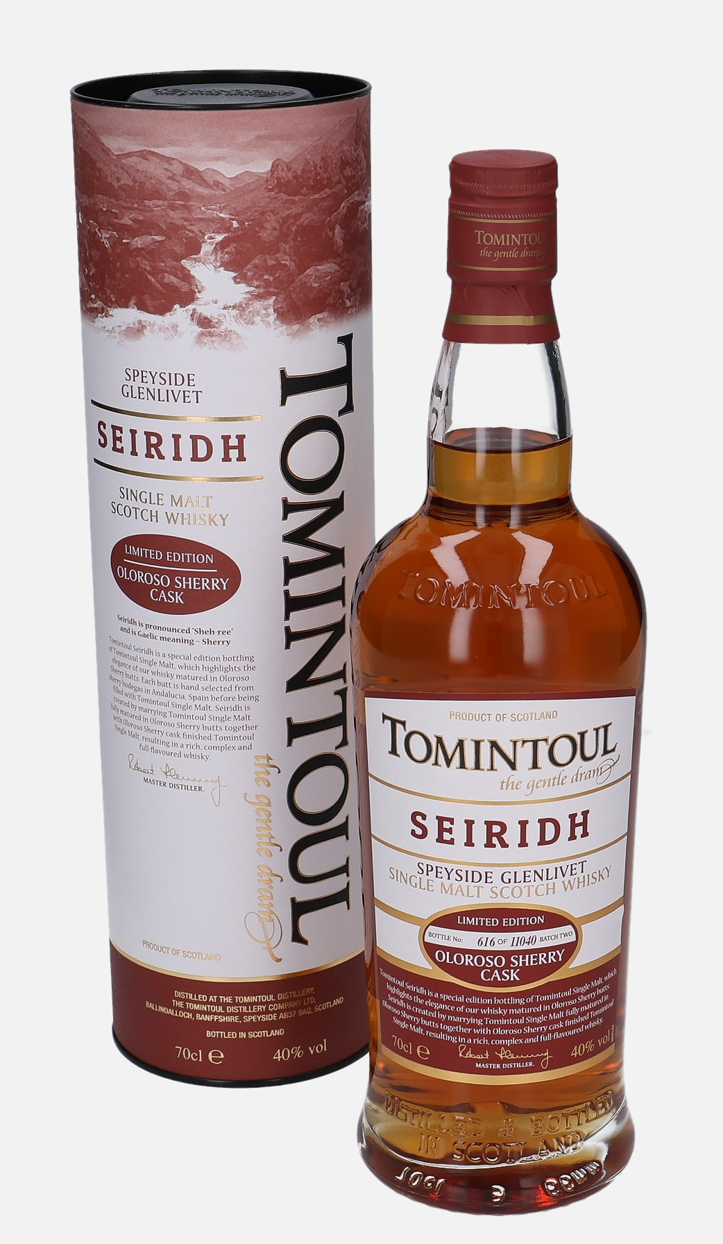 Tomintoul Seiridh, Original Bottling Batch Two Matured in Oloroso Sherry Cask 40% Vol, 700 ml Whisky