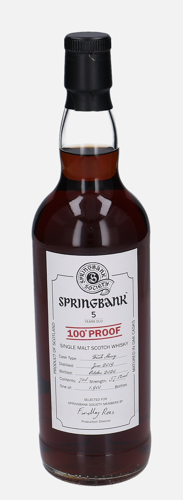 Springbank 100° PROOF, Original Bottling d. June 2019, b. October 2024 5 years old Matured in Fresh Sherry Cask 57.1% Vol, 700 ml Whisky