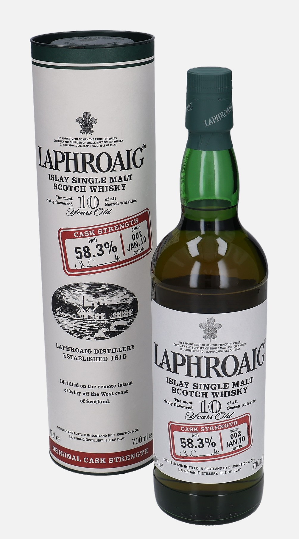 Laphroaig Original Bottling b. January 2010 10 years old Batch: 002 58.3% Vol, 700 ml Whisky 