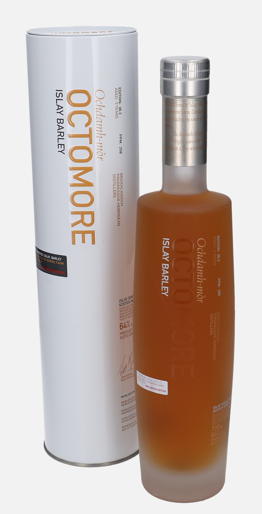 Bruichladdich Octomore, Islay Barley, Original Bottling d. 2009 5 years old 06.3 64% Vol, 700 ml Whisky 