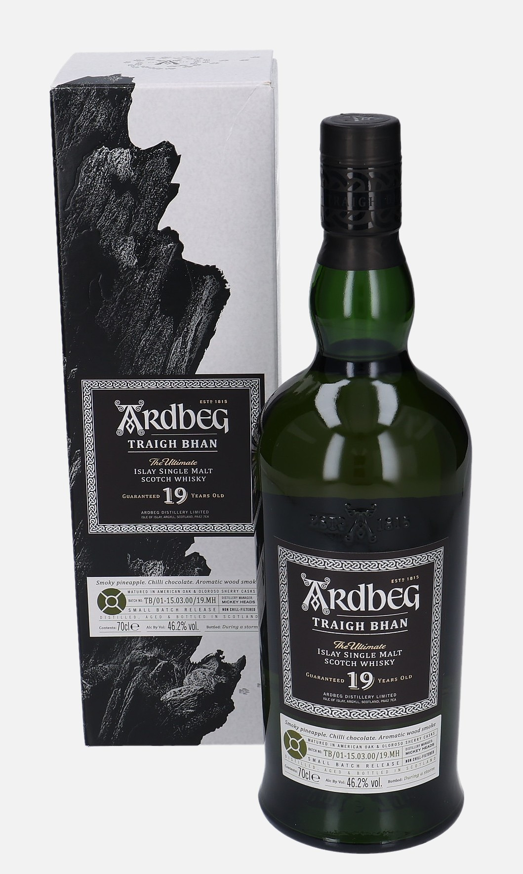 Ardbeg Traigh Bhan, Original Bottling 19 years old TB/01-15.03.00/19.MH Matured in American Virgin Oak & European Oloroso Sherry Casks 46.2% Vol, 700 ml Whisky 