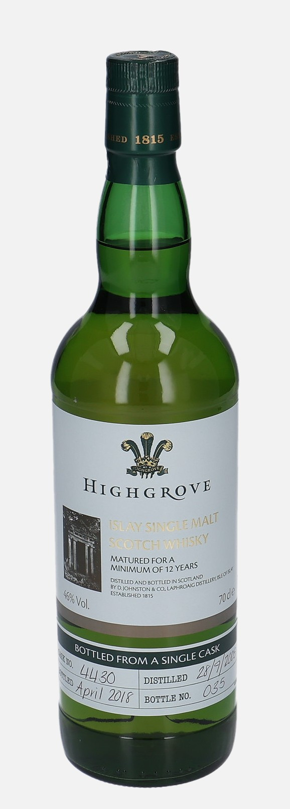 Laphroaig Highgrove, Original Bottling d. 28.9.2005, b. April 2018 12 years old cask no. 4430 46% Vol, 700 ml Whisky