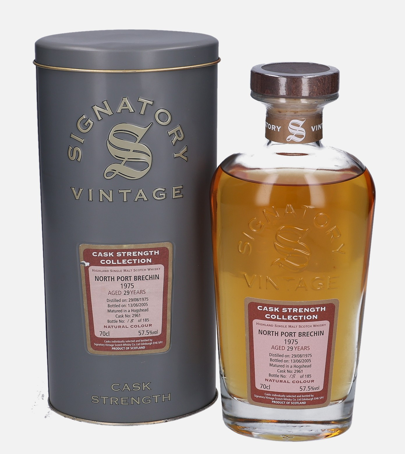 North Port Signatory Vintage Scotch Whisky Co. Ltd. d. 29.8.1975, b. 13.6.2005 29 years old cask no. 2961 Matured in Hogshead 57.5% Vol, 700 ml Whisky 