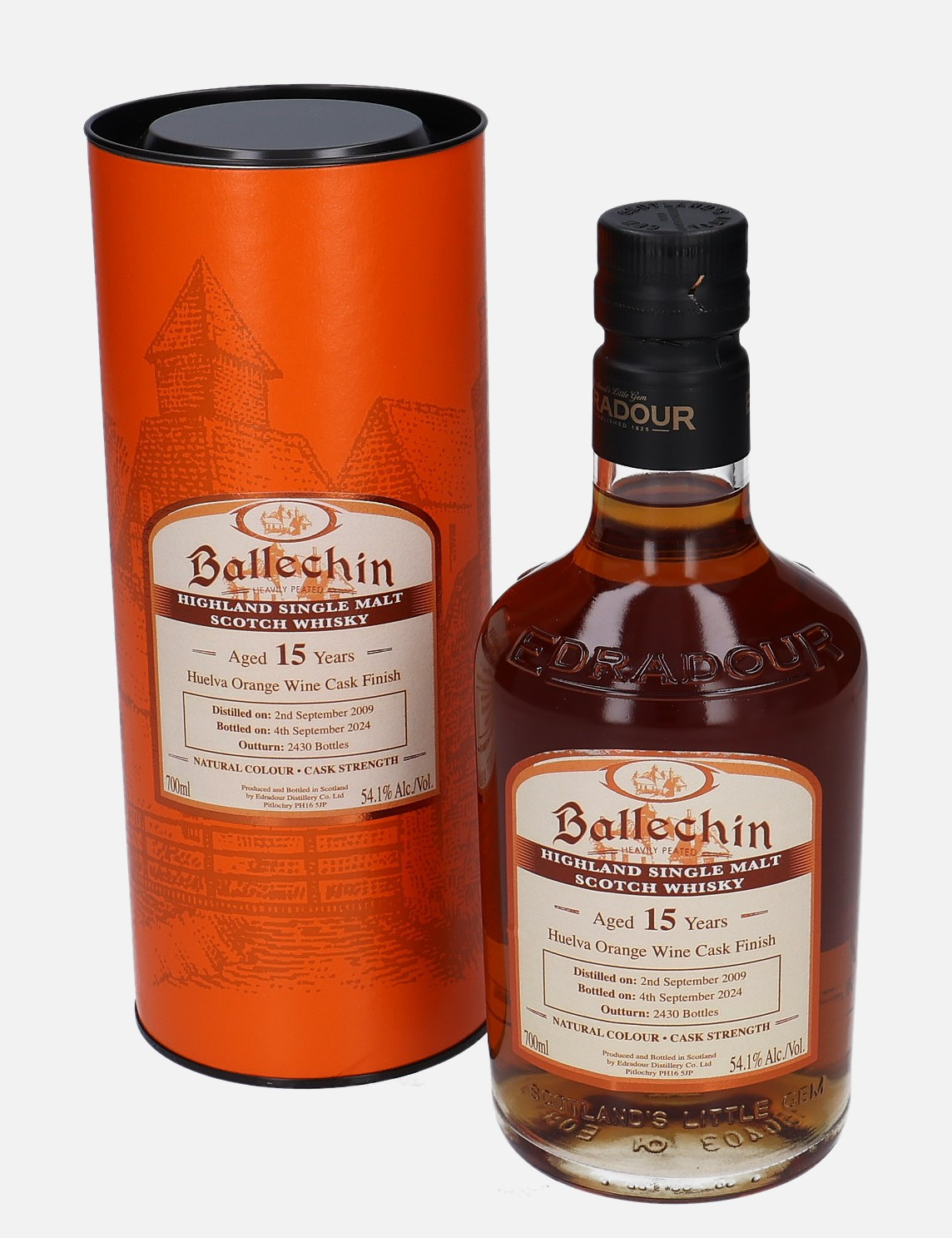 Edradour Ballechin, Original Bottling d. 2. September 2009, b. 4. September 2024 15 years old Finished in Huelva Orange Wine Cask 54.1% Vol, 700 ml Whisky 