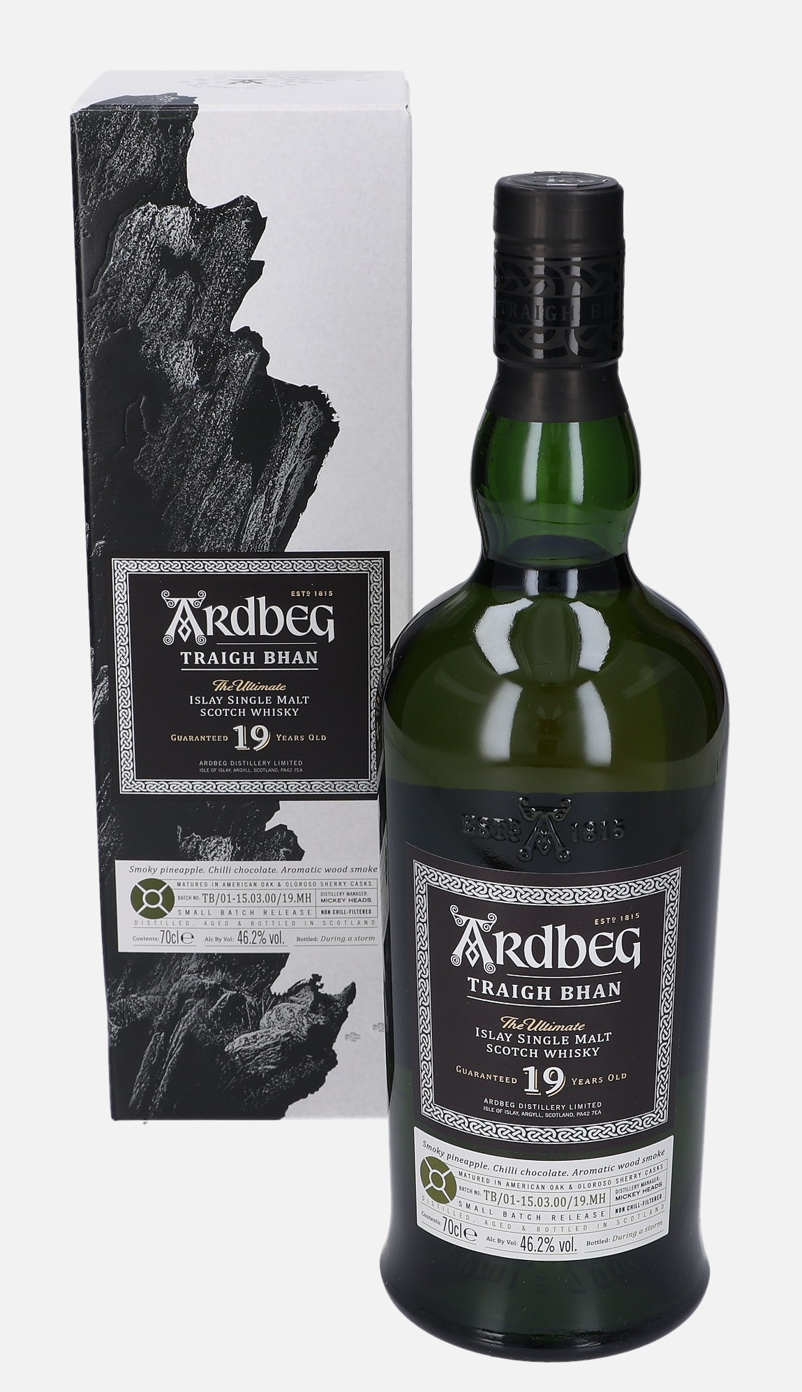 Ardbeg Traigh Bhan, Original Bottling 19 years old TB/01-15.03.00/19.MH Matured in American Virgin Oak & European Oloroso Sherry Casks 46.2% Vol, 700 ml Whisky