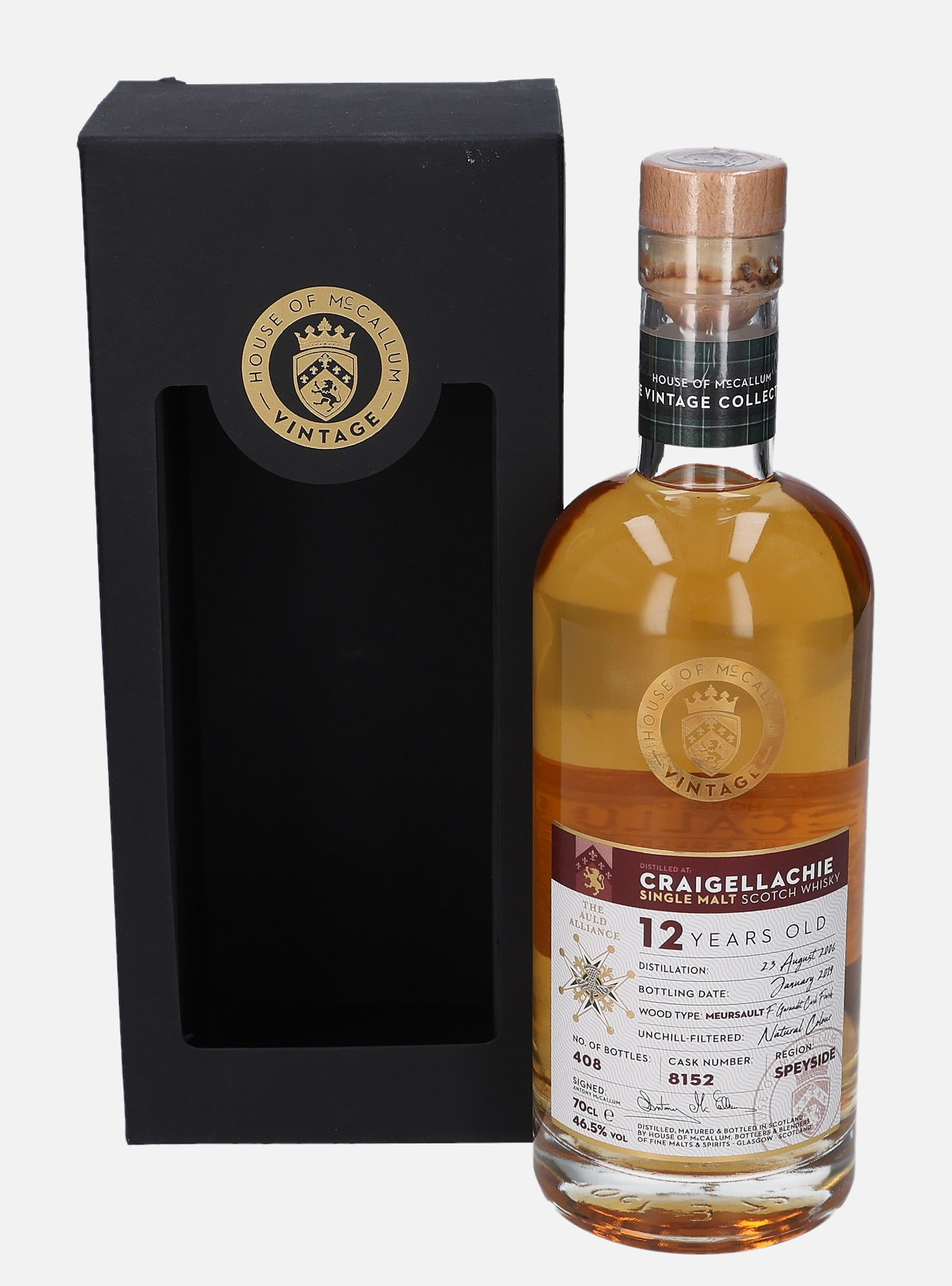 Craigellachie House of McCallum d. 23.August 2006, b. January 2019 12 years old cask no. 8152 Finished in Meursault 46.5% Vol, 700 ml Whisky