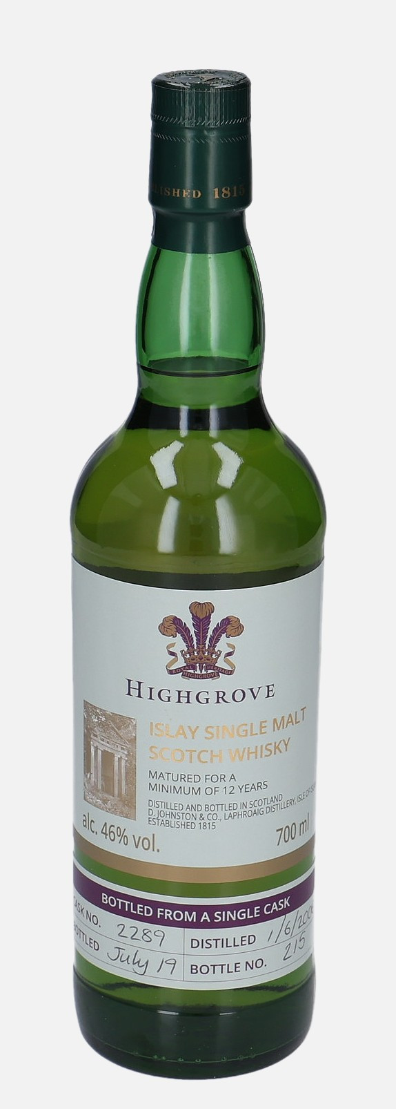 Laphroaig Highgrove, Original Bottling d. 1.6.2006, b. July 2019 12 years old cask no. 2289 46% Vol, 700 ml Whisky 