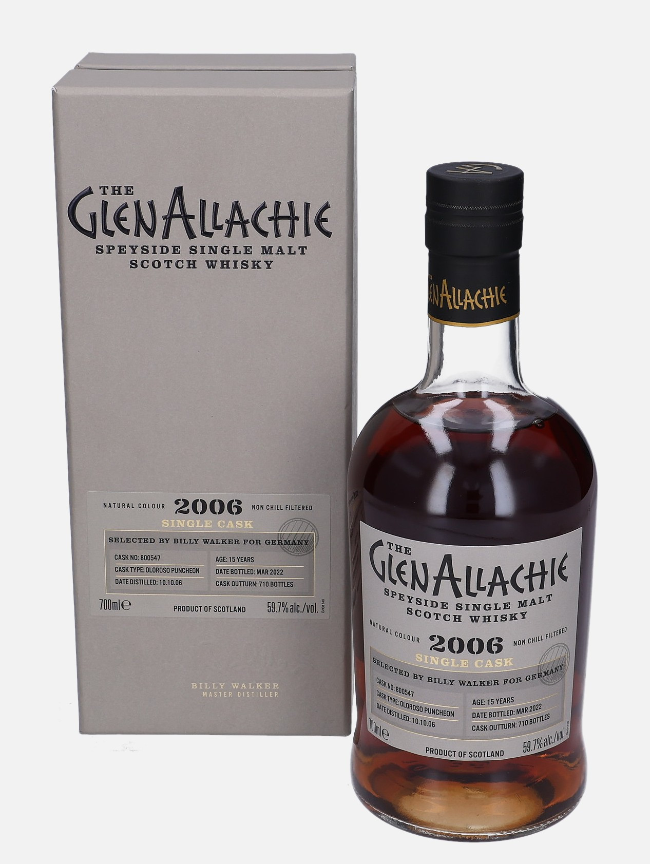 Glenallachie Original Bottling d. 10.10.2006, b. March 2022 15 years old cask no. 800547 Matured in Oloroso Puncheon 59.7% Vol, 700 ml Whisky