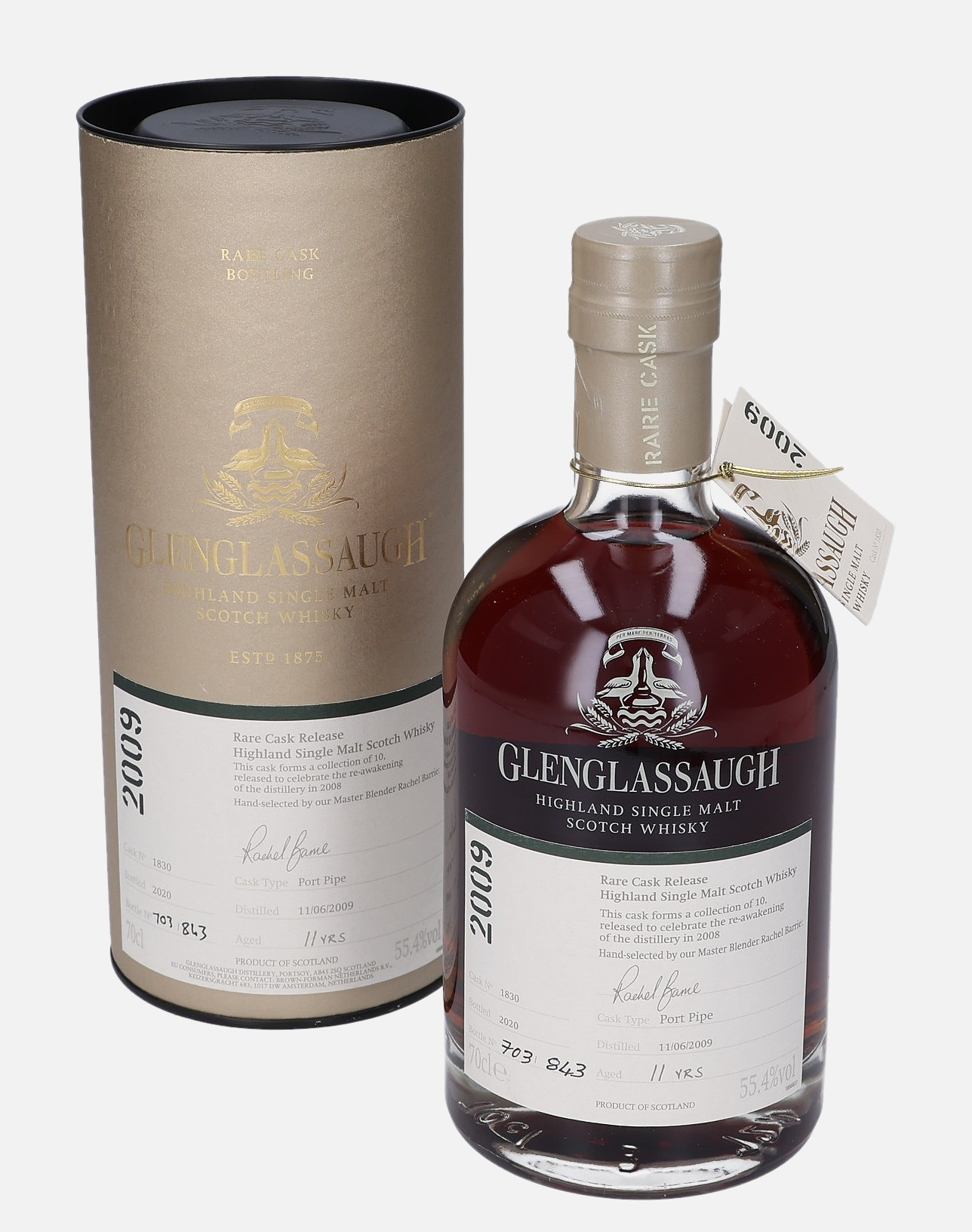 Glenglassaugh Original Bottling d. 11.6.2009, b. 2020 11 years old cask no. 1830 Matured in Port Pipe 55.4% Vol, 700 ml Whisky 