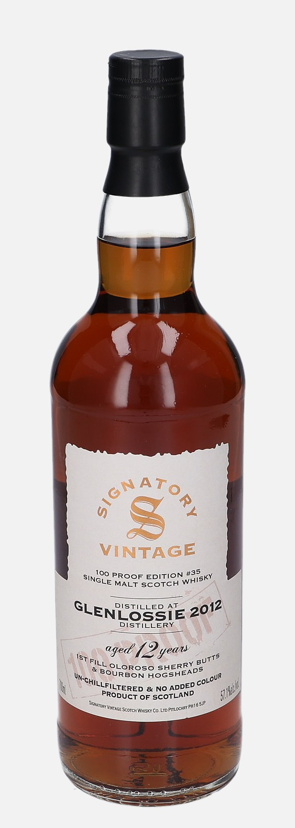 Glenlossie Signatory Vintage Scotch Whisky Co. Ltd. d. 2012, b. 27.1.2025 12 years old #35 Matured in 1st Fill Oloroso Sherry Butts & Bourbon Hogsheads 57.1% Vol, 700 ml Whisky