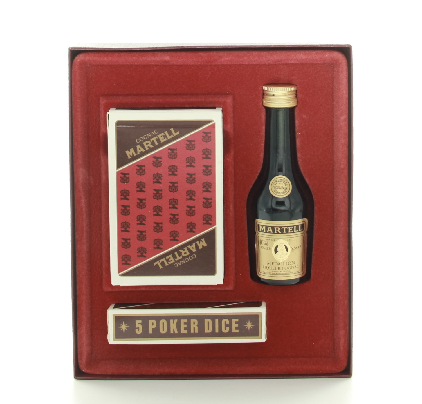 Martell Medallion Liquere Cognac Miniature With Cards And Poker Dice (1980s) 5cl 40% Cognac Cognac France