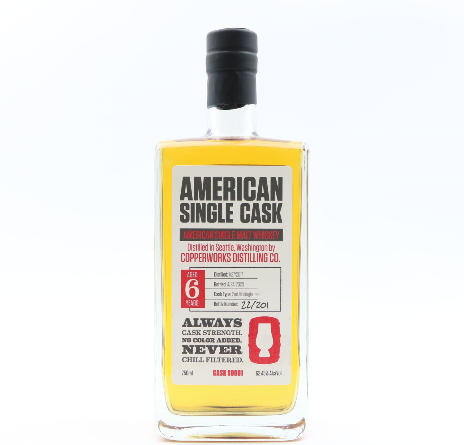 Copperworks Distilling Co. 2017 6 Year Old American Single Malt American Single Cask #0001 75cl Whisky