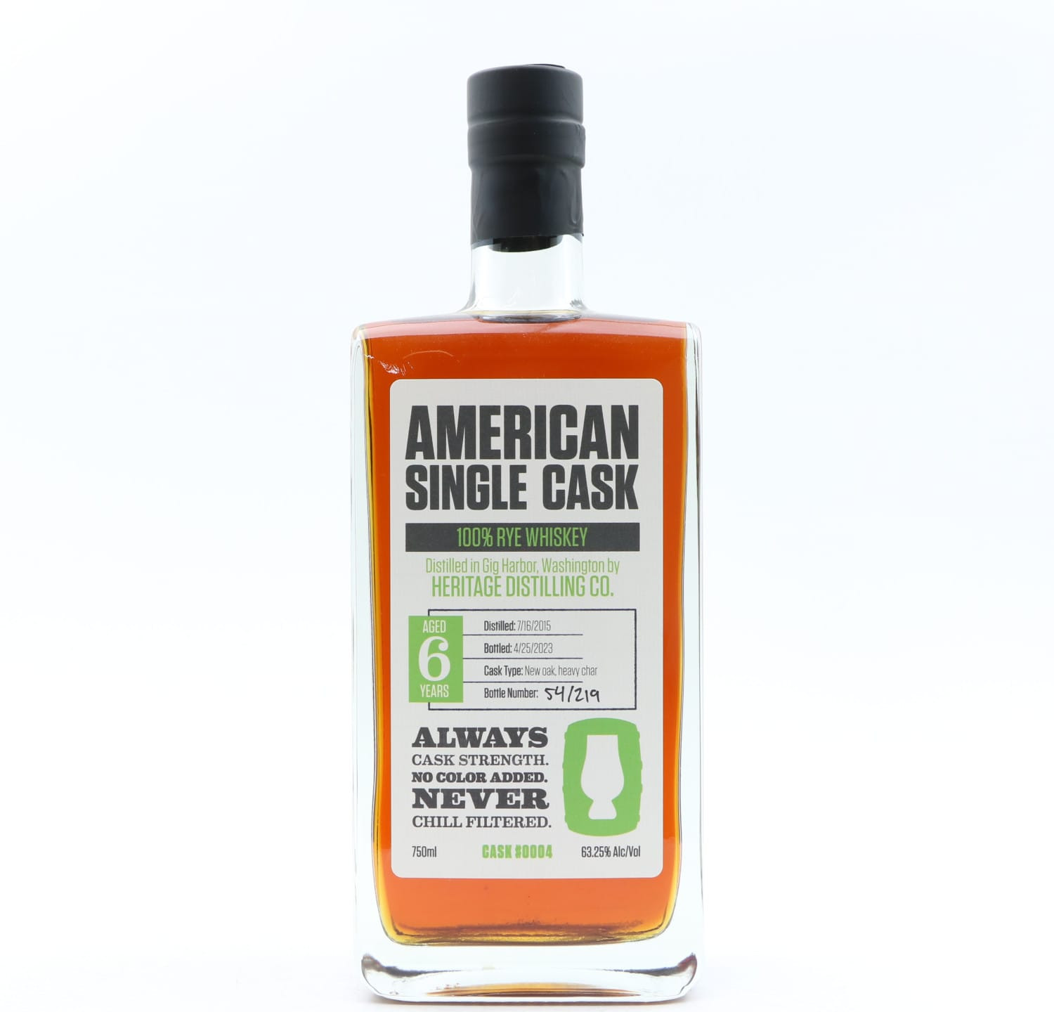Heritage Distilling Co. 2015 6 Year Old 100% Rye Whiskey American Single Cask #4 75cl Whisky