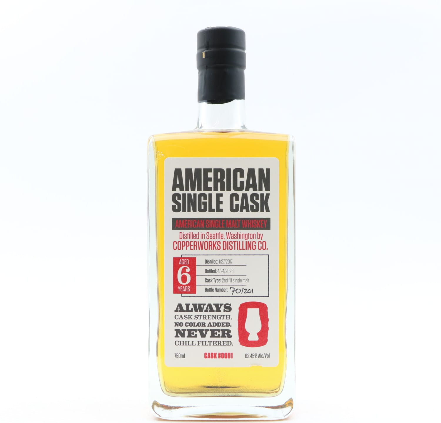 Copperworks Distilling Co. 2017 6 Year Old American Single Malt American Single Cask #0001 75cl Whisky