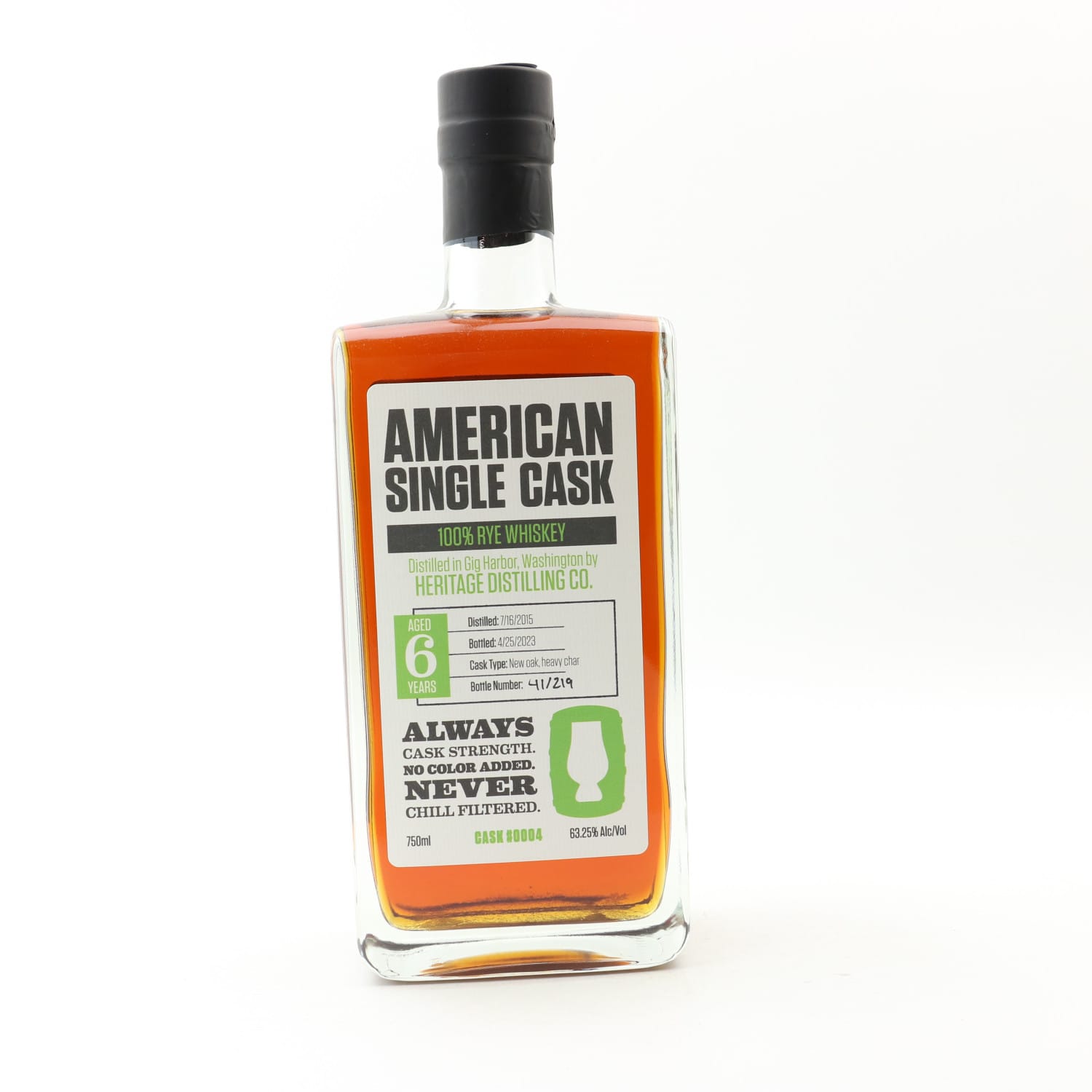 Heritage Distilling Co. 2015 6 Year Old 100% Rye Whiskey American Single Cask #4 75cl Whisky 