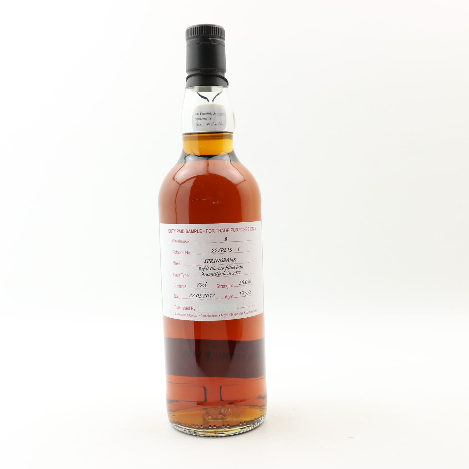 Springbank 2012 13 Year Old Duty Paid Sample Whisky 