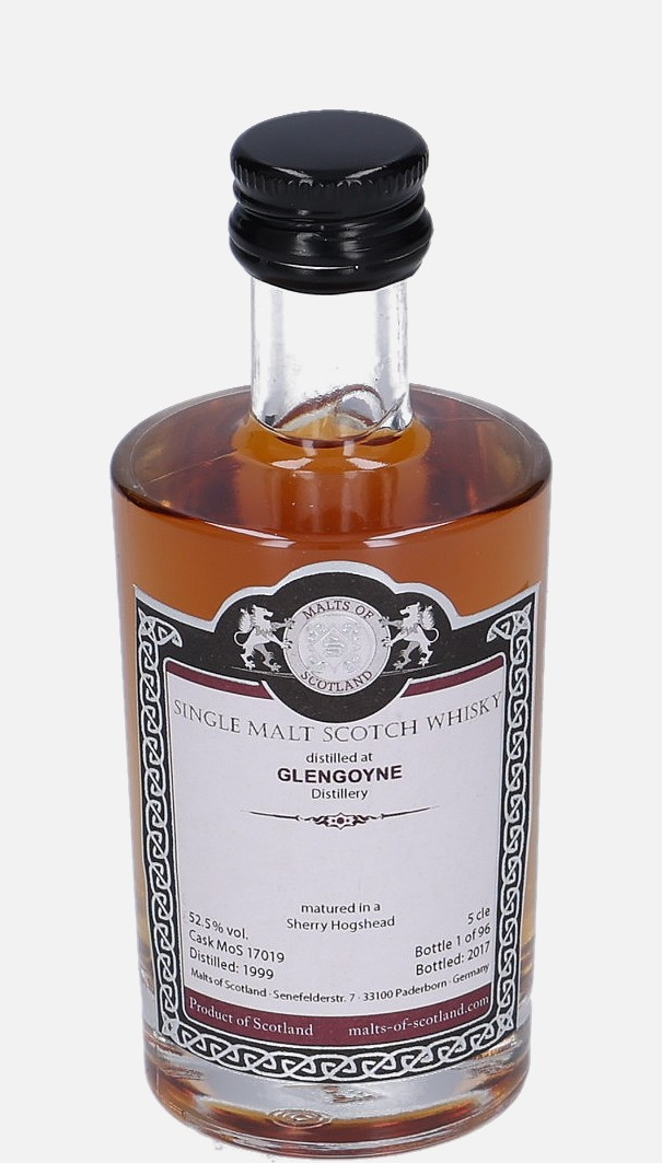 Glengoyne Malts of Scotland d. 1999, b. 2017 cask no. MoS 17019 Single Malt Scotch Whisky Matured in Sherry Hogshead 52.5% Vol, 50 ml Uncategorized 