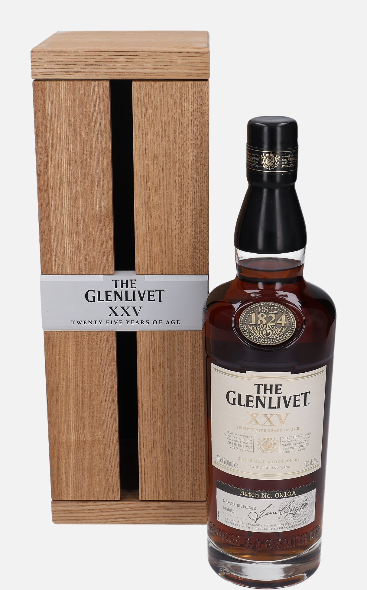 Glenlivet Original Bottling 25 years old Batch No. 0910A Single Malt Scotch Whisky Matured in First Fill Oloroso Cask 43% Vol, 700 ml Uncategorized 