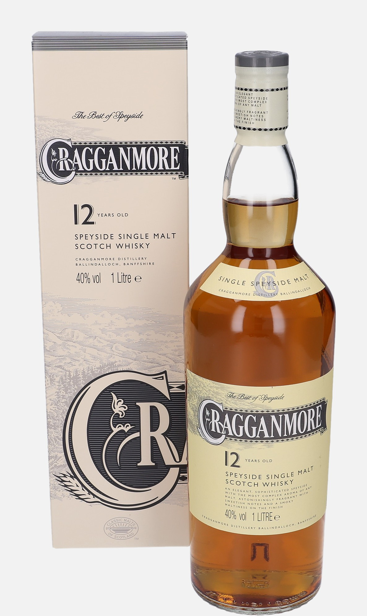 Cragganmore Original Bottling 12 years old Speyside Single Malt Scotch Whisky 40% Vol, 1000 ml Uncategorized