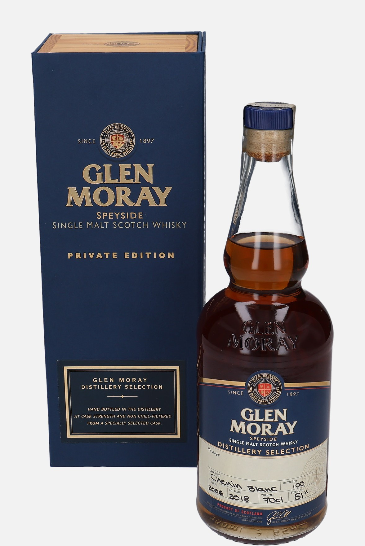 Glen Moray Original Bottling d. 2006, b. 2018 Speyside Single Malt Scotch Whisky Finished in Chenin Blanc 51% Vol, 700 ml Uncategorized 