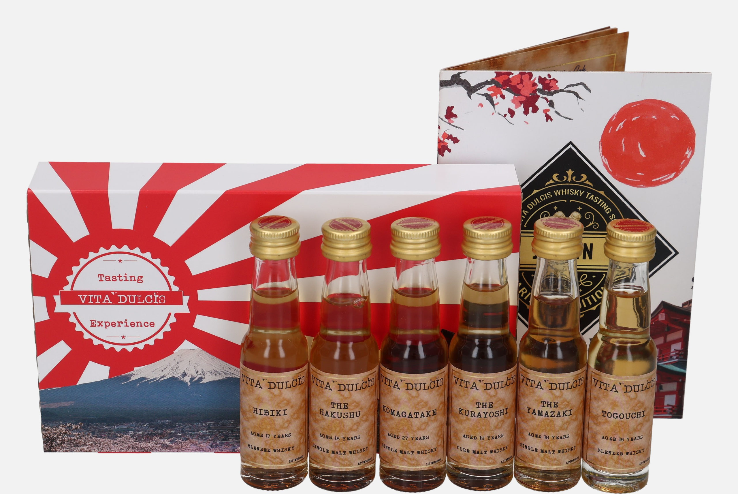 Vita Dulcis
Whisky Tasting Box Set Japan Raritäten Edition No.1 Hibiki 17 years old 43% vol. Hakushu 18 years old 43% vol. Komagatake 27 years old 46% vol. The Kurayoshi 18 years old 50% vol. The Yamazaki 18 years old 43% vol. Togouchi 18 years old 43% vol. 6x e 2cl Uncategorized