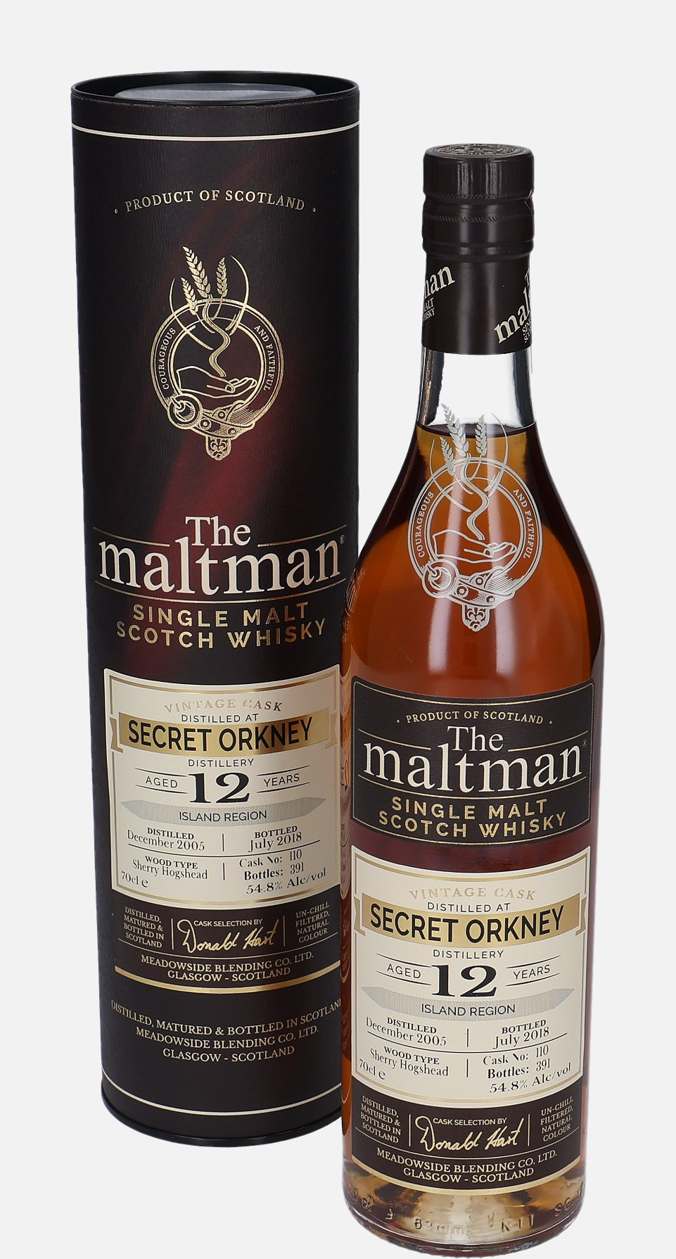 Secret Orkney Meadowside Blending Co. Ltd. d. December 2005, b. July 2018 12 years old cask no. 110 Single Malt Scotch Whisky Matured in Sherry Hogshead 54.8% Vol, 700 ml Uncategorized