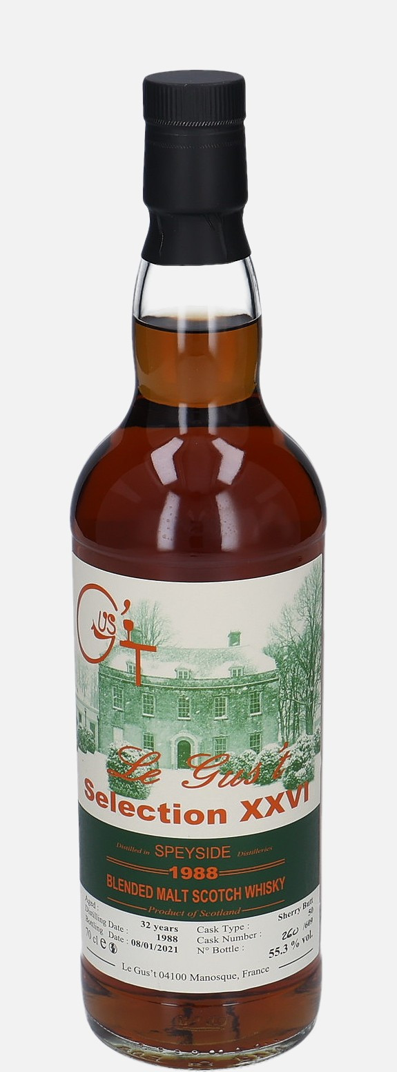 Speyside Le Gus’t d. 1988, b. 8.1.2021 32 years old cask no. 50 Selection XXVI Blended Malt Scotch Whisky Matured in Sherry Butt 55.3% Vol, 700 ml Uncategorized 