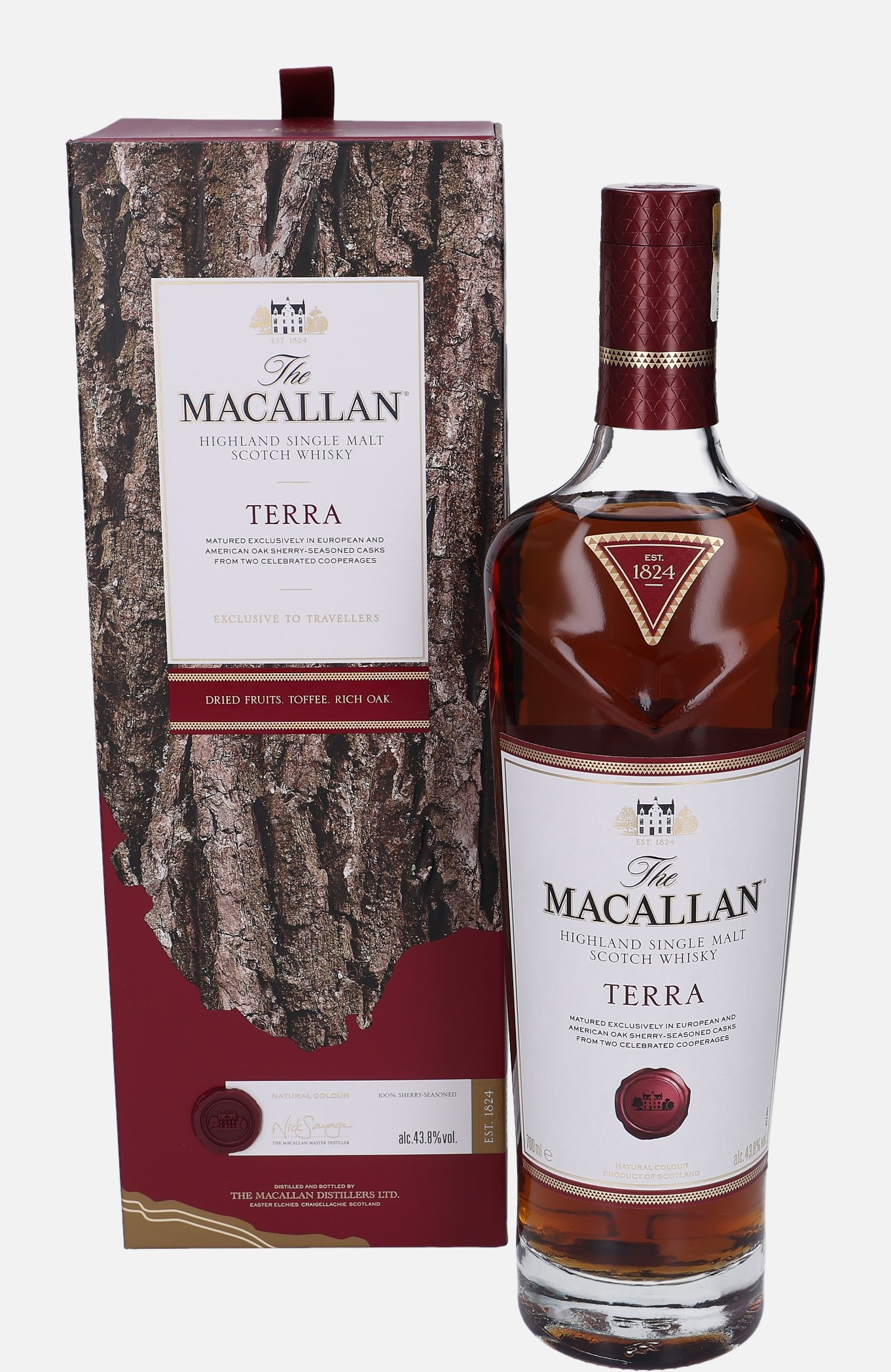 Macallan Terra, Original Bottling Highland Single Malt Scotch Whisky Matured in First-Fill Eurpean and American Sherry Seasoned Oak Casks 43.8% Vol, 700 ml Uncategorized 