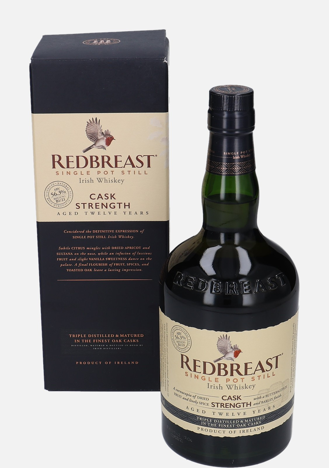Redbreast Cask Strength 12 years old B1/21 Single Pot Still Irish Whiskey 56.3% Vol, 700 ml Uncategorized 
